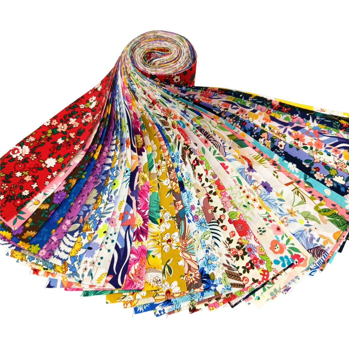 CraftsFabrics 6.5 * 50cm Wide 40pcs Pre-Cut Floral Birds Printed Quilting Fabric Roll 100% Cotton for Quilting, Sewing, Crafts, Patchwork