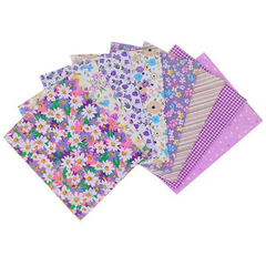 CraftsFabrics 8pcs 40cm x 50cm Assorted Purple Floral Fat Quarters 100% Cotton Pre-Cut Quilting Fabric Printed Woven Fabric