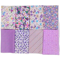 CraftsFabrics 8pcs 40cm x 50cm Assorted Purple Floral Fat Quarters 100% Cotton Pre-Cut Quilting Fabric Printed Woven Fabric