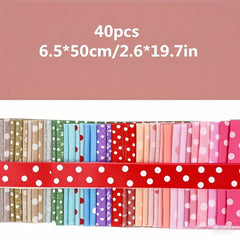 CraftsFabrics 6.5*50cm 40pcs Pre-Cut Polka Dot Printed Jelly Rolls Strips 100% Cotton for Quilting, Scrapbooking, Sewing, Crafts, Patchwork