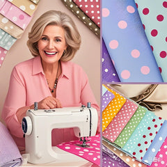 CraftsFabrics 6.5*50cm 40pcs Pre-Cut Polka Dot Printed Jelly Rolls Strips 100% Cotton for Quilting, Scrapbooking, Sewing, Crafts, Patchwork