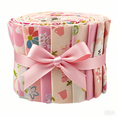 CraftsFabrics 6.5*50cm Wide 40pcs Pre-Cut Pink Floral Printed Quilting Fabric Roll 100% Cotton for Quilting, Sewing, Crafts, Patchwork