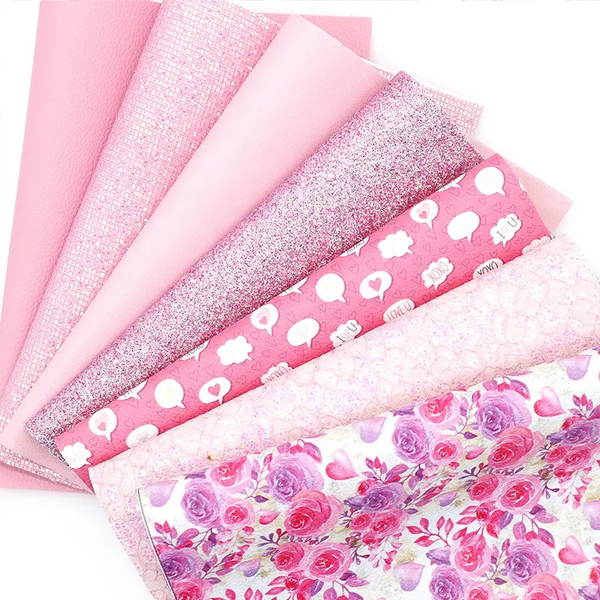 CraftsFabrics 7pcs/Set A4 Lychee Pebble Faux Leather Sheets Bundle