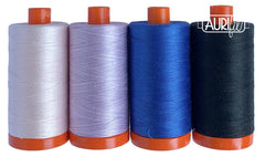 Night Fancy Thread Set By Aurifil 50wt 4 Large Spools (1422yds) 100% Egyptian Cotton for Hand Embroidery, Quilting, Decorative Sewing