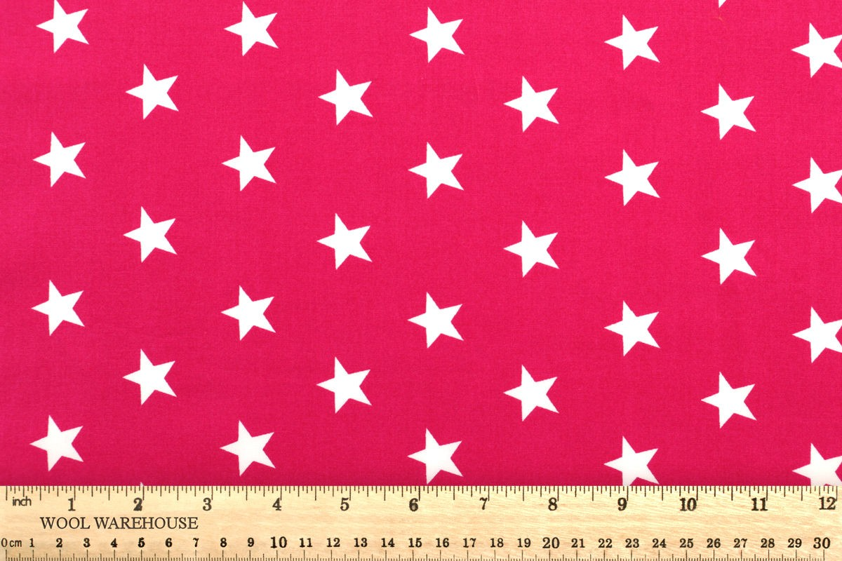 Rose & Hubble 100% Cotton Poplin Stars on Cerise Print 112cm Wide Printed Cotton Ideal for Crafting, Quilting, Home Décor, Dressmaking