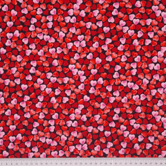 Rose And Hubble Black Hearts Cotton Poplin Fabric - Hearts Printed Valentine's Cotton Fabrics Craft Fabric Material (Ideal For Valentine's Day, Quilting)