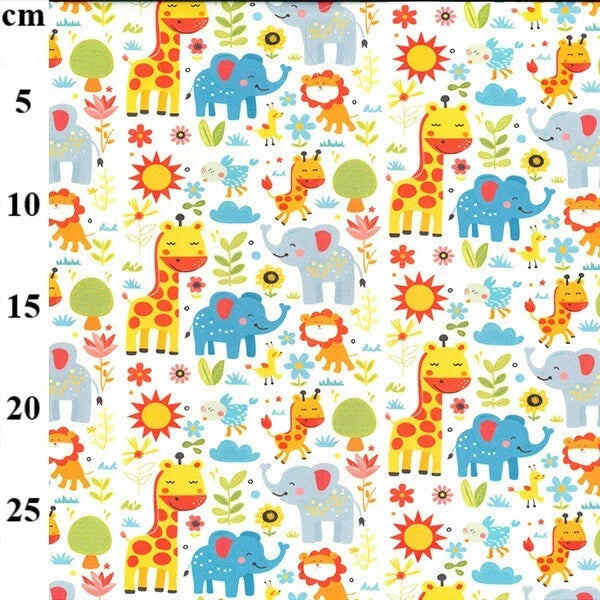 Crafts Fabrics Safari Adventure Nursery Baby 110cm Wide Printed Cotton Fabric