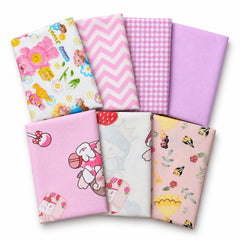 CraftsFabrics Lot de 7 tissus en coton rose à carreaux et rayures, 50 x 40 cm de large, pour couture, literie, coussin, patchwork