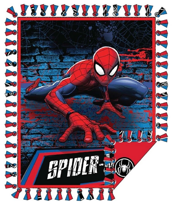 Spiderman Superhero Craft No-Sew Soft Fleece Bed Throw 100% Polyester 60" x 72" Red Blue