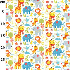 Crafts Fabrics Safari Adventure Nursery Baby 110cm Wide Printed Cotton Fabric