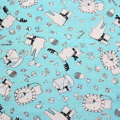 CraftsFabrics 8pcs 40cmx 50cm Cartoon Animals Children's Fat Quarters Bundle 100% Cotton