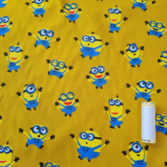 Minions Mustard Yellow 100% Cotton 150cm Wide Poplin Fabric For Crafting, Quilting, Sewing, Home Décor, Kid's Craft