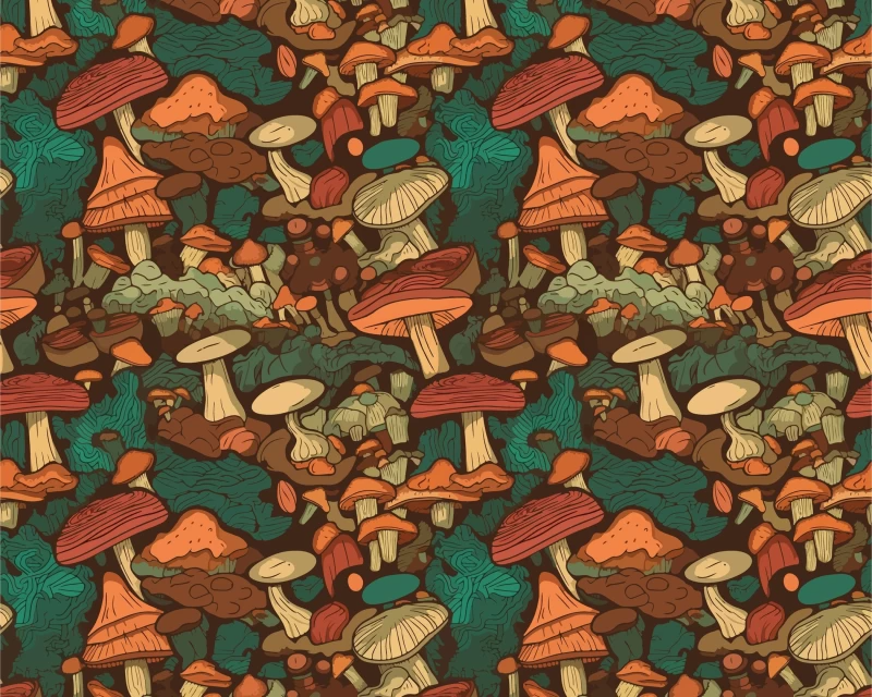 Little Johnny Mushrooms Green 100% Cotton 150cm Wide Digitally Printed Fabric Ideal for Crafting, Sewing, Patchwork, Dressmaking