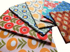 CraftsFabrics 7Pcs Wildflower Wonders Retro 70s Vintage Fabric 100% Cotton 50x40cm Wide Fat Quarter for Quilting, Scrapbooking, Patchwork