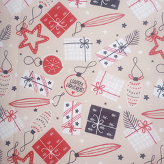 Happy Christmas Holidays 80% Cotton 20% Polyester 140cm Wide Crafty Cottons Digitally Printed Fabric Ideal For Crafting, Sewing, Quilting, Bunting, Patchwork