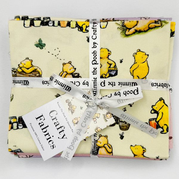 Crafty by Chatham Glyn 100% Cotton Winnie The Pooh Percale 7Pcs Fat Quarter Bundle Packs for Quilting, Arts, Crafts, DIY Projects