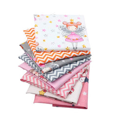 Lot de 8 Fat Quarters de tissu 100 % coton à motif fée rose pour enfants, 40 x 50 cm, pour le quilting, le scrapbooking, le patchwork, les loisirs créatifs, la couture de vêtements pour bébés filles et les projets DIY.