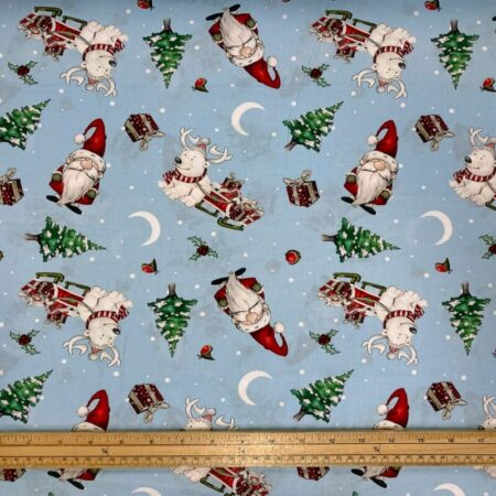 Driving Gnome for Christmas by Debbi Moore 100% Cotton 110cm Wide Christmas Fabric for Sewing, Crafting, Dressmaking, Patchwork