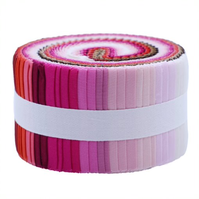 CraftsFabrics Jelly Rolls CraftsFabrics Pink Parade 100% Cotton 40Pcs/Roll Pre-Cut Jelly Rolls Strips 2.5"x 44" Wide Ideal for Quilting, Scrapbooking, Sewing, Patchwork