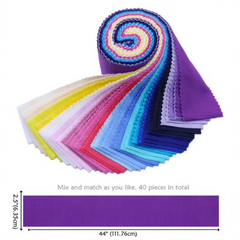 CraftsFabrics Midnight Sapphire 100% Cotton 40Pcs/Roll Pre-Cut Jelly Rolls Strips 2.5"x 44" Wide Ideal for Quilting, Scrapbooking, Sewing, Patchwork