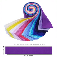 CraftsFabrics 100% Cotton 40Pcs/Roll Pre-Cut Jelly Rolls Strips 2.5"x 44" Wide Ideal for Quilting, Scrapbooking, Sewing, Patchwork