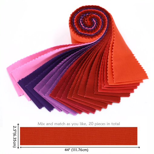 CraftsFabrics, 100 % Baumwolle, 20 Stück/Rolle, gewebte Jelly Rolls-Streifen, ideal zum Quilten, Scrapbooking, Nähen, Kunsthandwerk, Patchwork