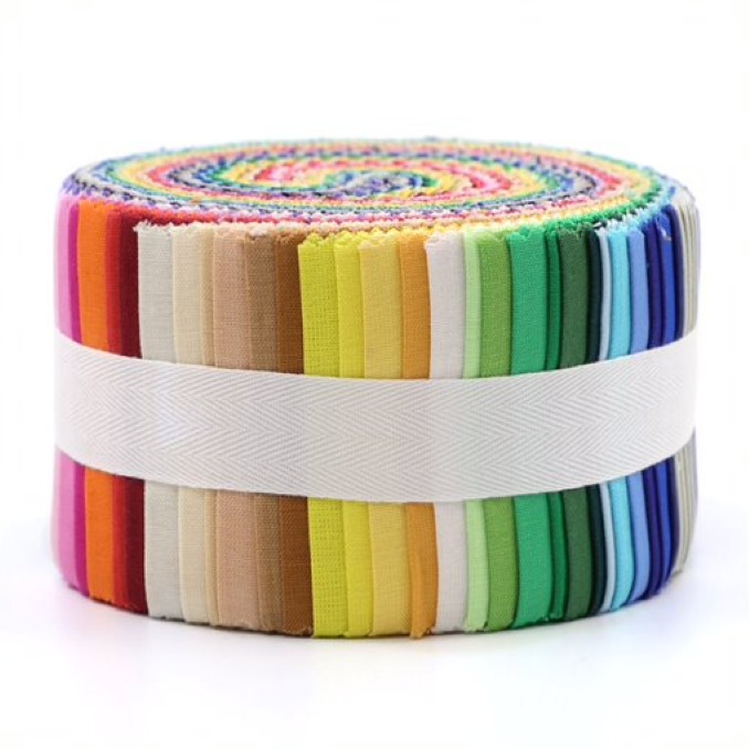 CraftsFabrics Rainbow Harmony 100% Cotton 40Pcs/Roll Pre-Cut Jelly Rolls Strips 2.5"x 44" Wide Ideal for Quilting, Scrapbooking, Sewing, Patchwork