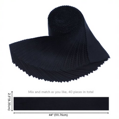 CraftsFabrics Midnight Sapphire 100% Cotton 40Pcs/Roll Pre-Cut Jelly Rolls Strips 2.5"x 44" Wide Ideal for Quilting, Scrapbooking, Sewing, Patchwork