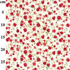 Rose & Hubble Pretty Red Floral Print on Ivory 100% Cotton (CP0868)