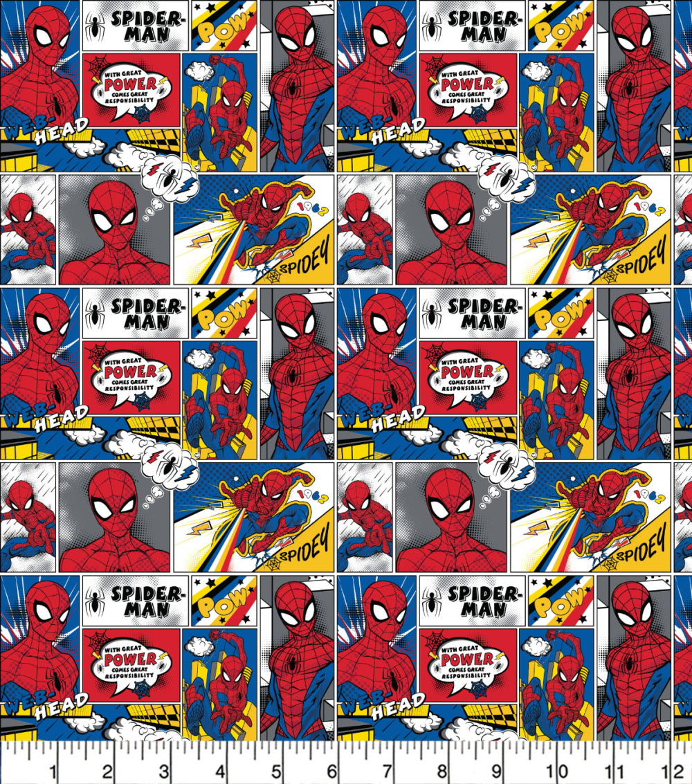 Spider-Man Comic Strip - Marvel - 100% Cotton Fabric