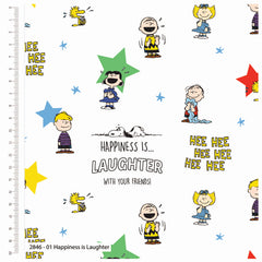 Craft Cotton Company Peanuts Snoopy Happiness Is Laughter 100% Cotton Fabric