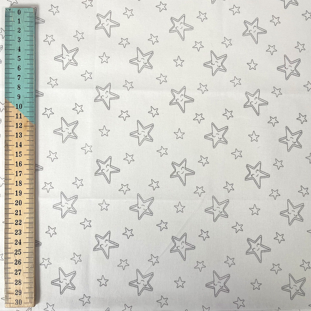 Grey The Sky Above Starry Skies Nursery Fabric 