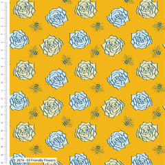 Friendly Flowers Patchwork Bee Fabric 