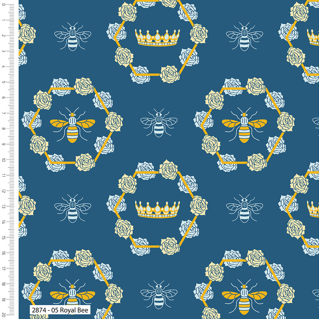 Royal Bee Crown Patchwork Bee Fabric