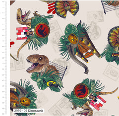 The Craft Cotton Co - Jurassic Park Dinosauria Fat Quarters 100% Cotton 