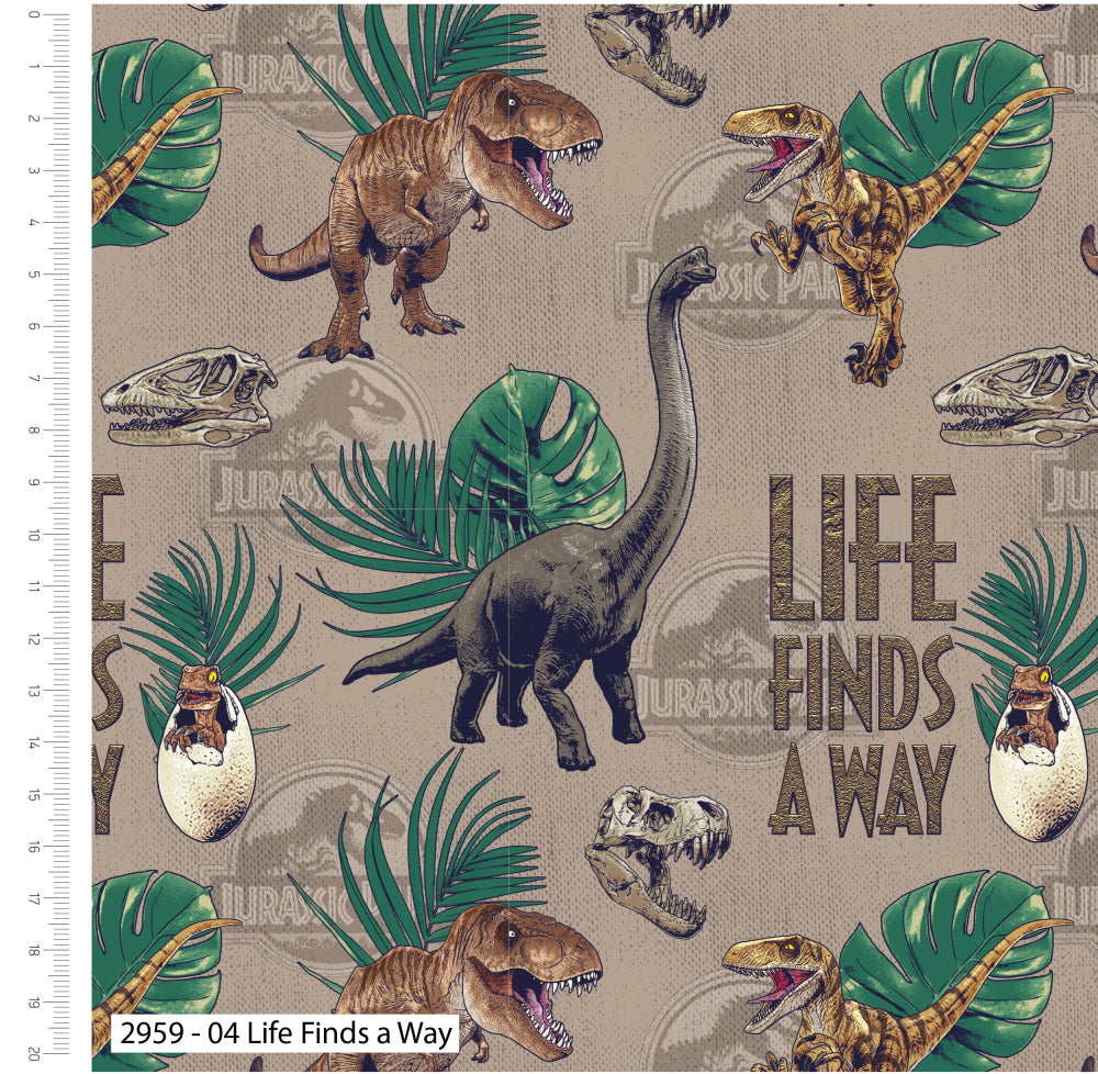 The Craft Cotton Co - Jurassic Park Life Finds a Way Fat Quarters 100% Cotton 