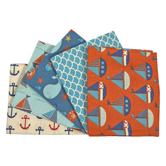The Craft Cotton Co Sailors Fat Quarters Bundle Pack of 5 (18''x22'') 100% Cotton Fabric for Nursery Quilting, Patchwork, Sewing, Bunting
