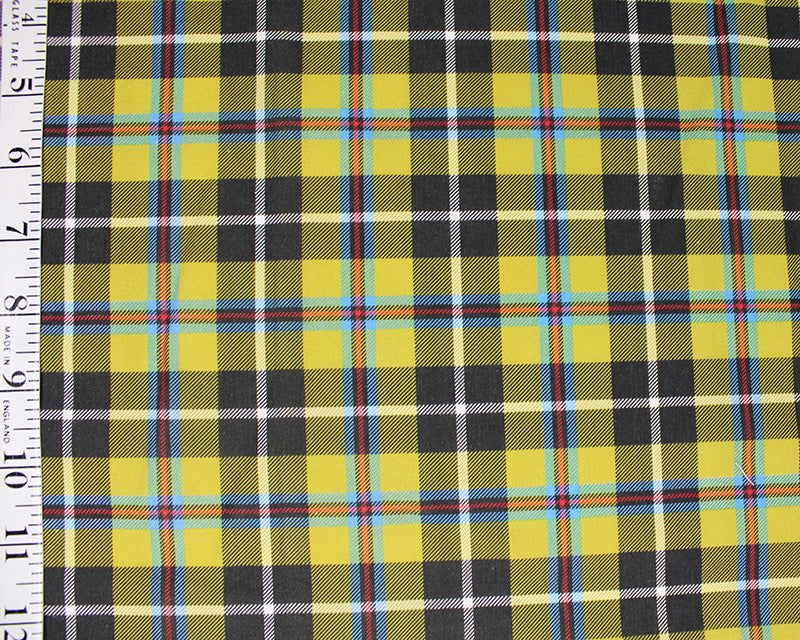 Classic Yellow & Black Tartan Plaid Fine Twill Cotton Shirting Fabricby the  Yard -  UK