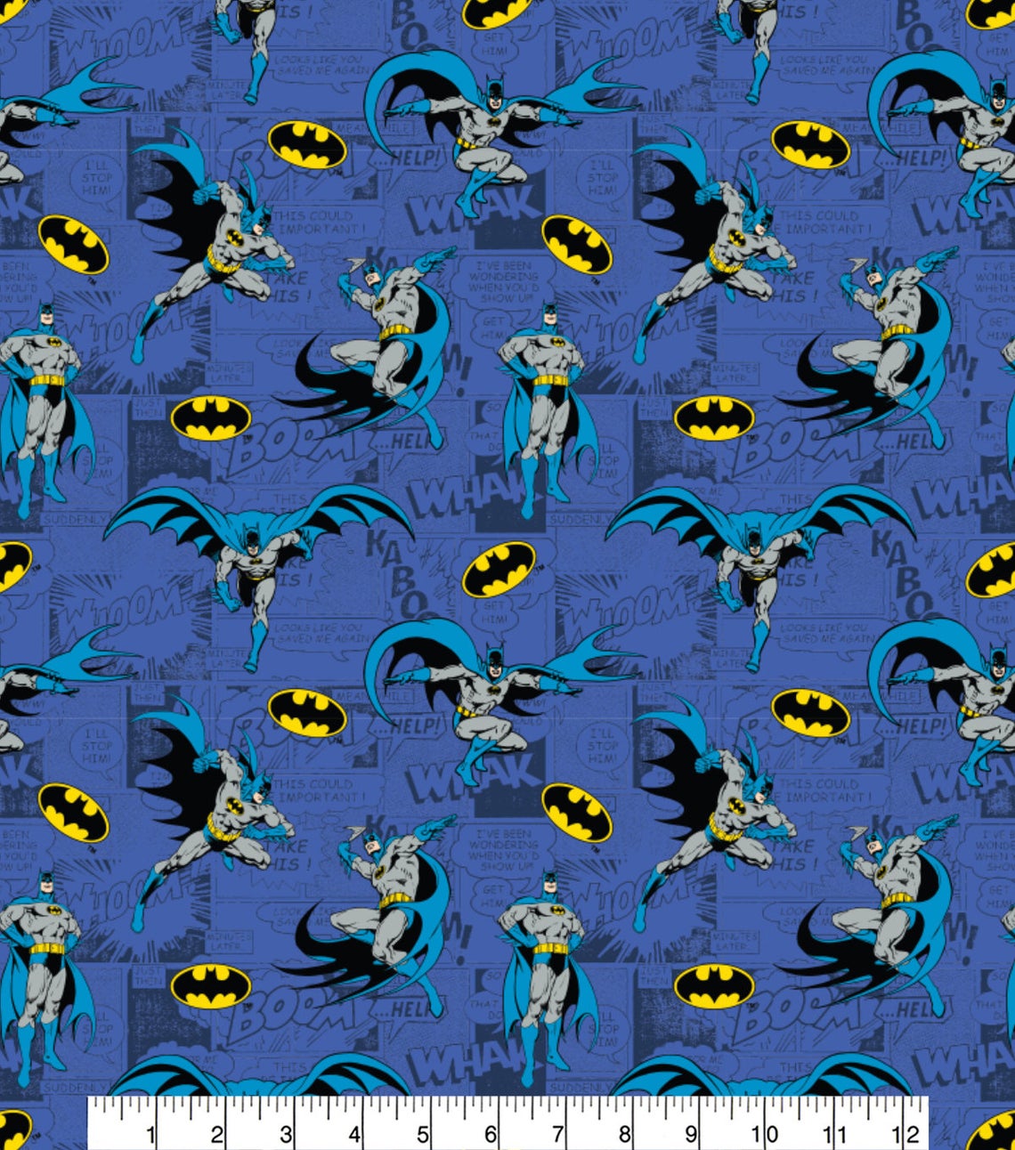 Batman Comics Blue Cotton Print Fabric