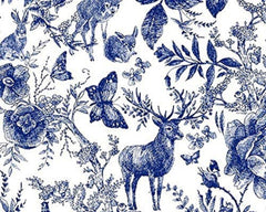 Little Johnny Blue Ink Forest Digital Cotton Fabric (77424MSA)