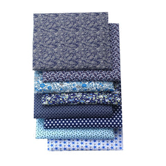 CraftsFabrics 8pcs Blue Printed Cotton Fat Quarters Fabric
