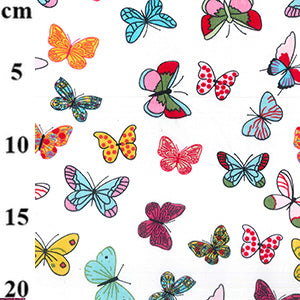 Rose & Hubble Colorful Butterflies 100% Cotton Poplin Fabric, Ivory