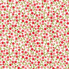 Rose & Hubble Red & Pink Ditsy Floral 100% Cotton Poplin Fabric (CP0750 Coral)