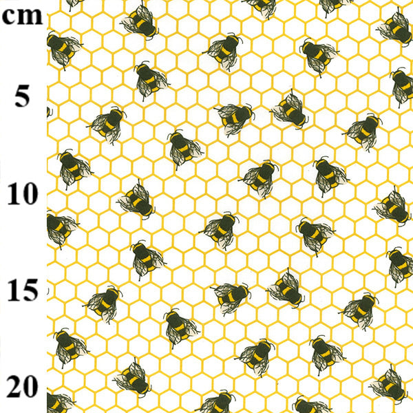Rose & Hubble Loose Fabric Rose & Hubble Bumblebee Fabric on Honeycomb, 100% Cotton (CP0837)