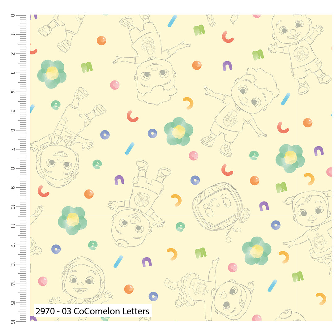 CoComelon Forever Friends Letters Cotton Fabric 2970-03
