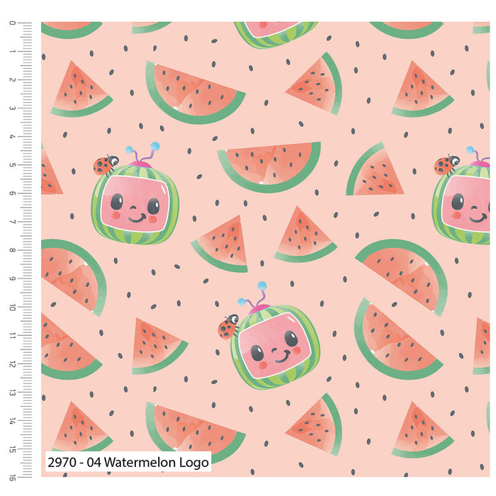 CoComelon Forever Friends Watermelon Logo Cotton Fabric 2970-04