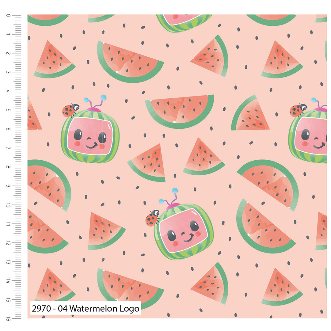 CoComelon Forever Friends Watermelon Logo Cotton Fabric 2970-04