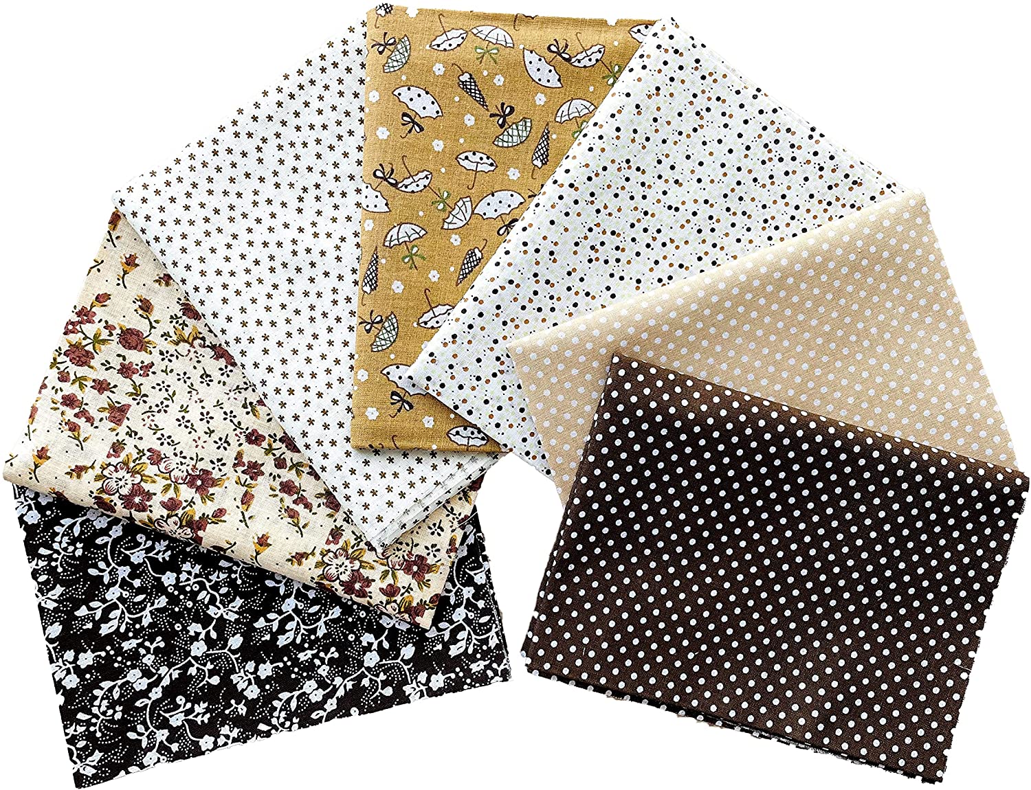 CraftFabrics 7pcs Brown Cotton Fat Quarters Bundle