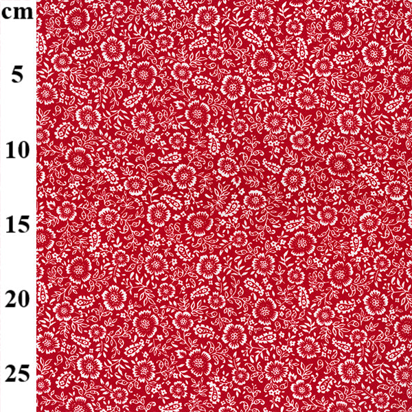 Rose & Hubble Crimson Red & White Ditsy Floral Print 100% Cotton Poplin Fabric CP0807CRIMSON