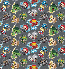 Camelot DC Comics Fabric DC Comics Heroes Kawaii Grey 100% Cotton